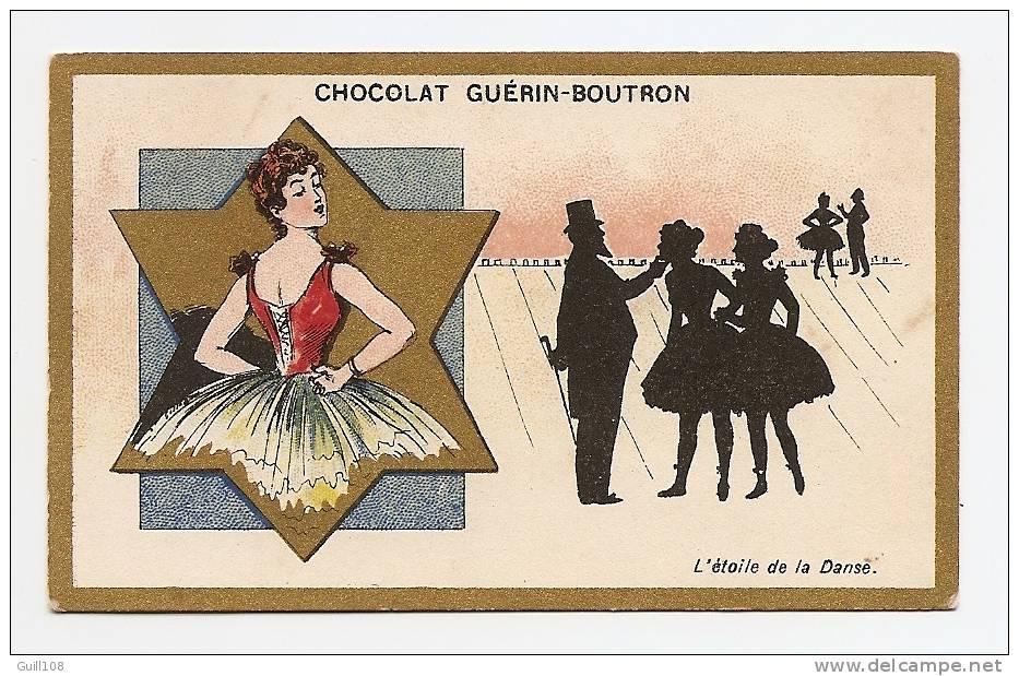 Chromo Dorée Chocolat Guérin Boutron Imp. Champenois Paris Ombres Chinoises étoile Danse école Cours Tutu A12-07 - Guerin Boutron