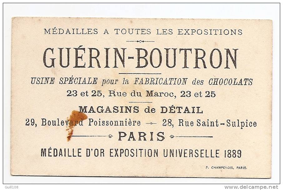 Chromo Dorée Chocolat Guérin Boutron Imp. Champenois Paris Ombres Chinoises Baronne Attelée Attelage Cheval Chien A12-09 - Guérin-Boutron