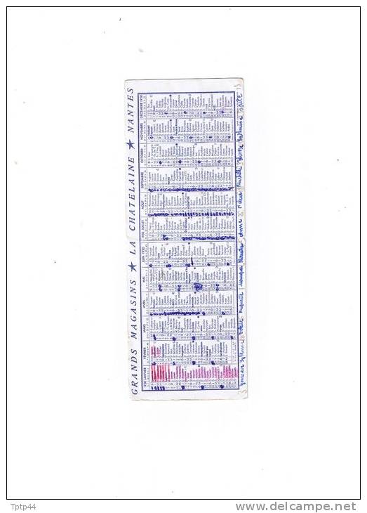 Petit Calendrier  1950  "LA  CHÂTELAINE"   -  NANTES - Small : 1941-60