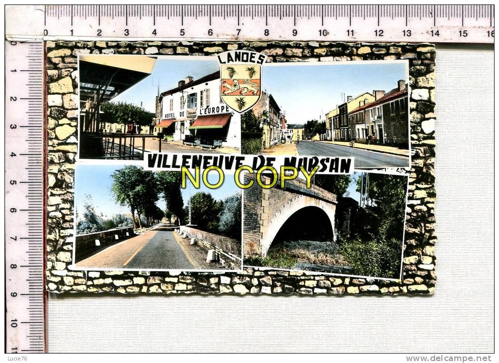 VILLENEUVE De MARSAN -   4 Vues  :  La Place - La Rue Principale - L'Entrée Du Bourg - Le Pont - Le Midou - Villeneuve De Marsan