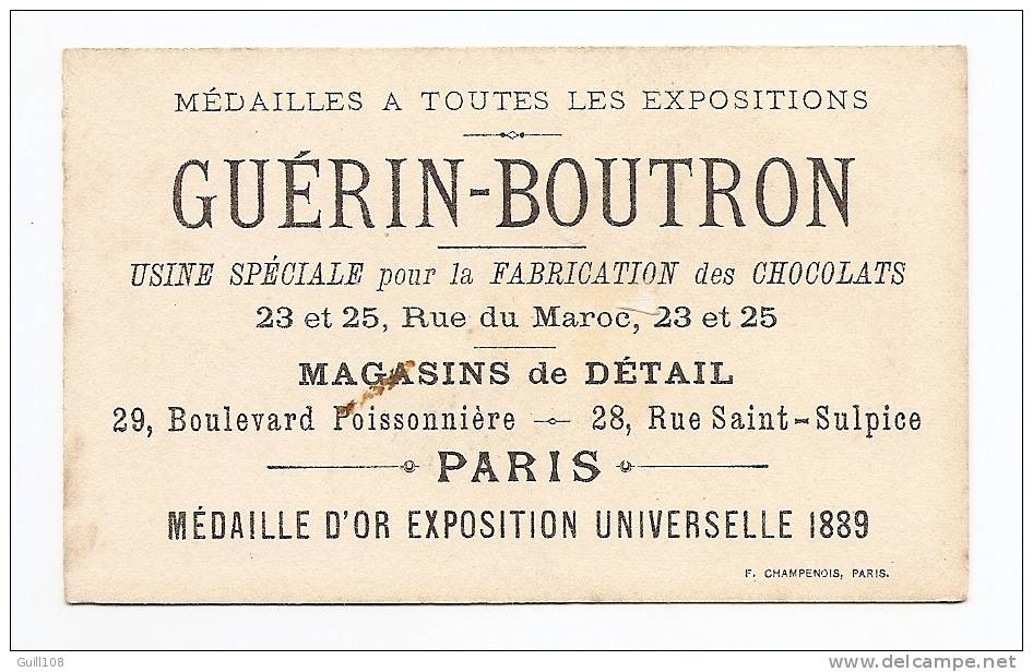 Chromo Dorée Chocolat Guérin Boutron Champenois Paris Ombres Chinoises Village Maire Mariage Mairie A12-18 - Guerin Boutron