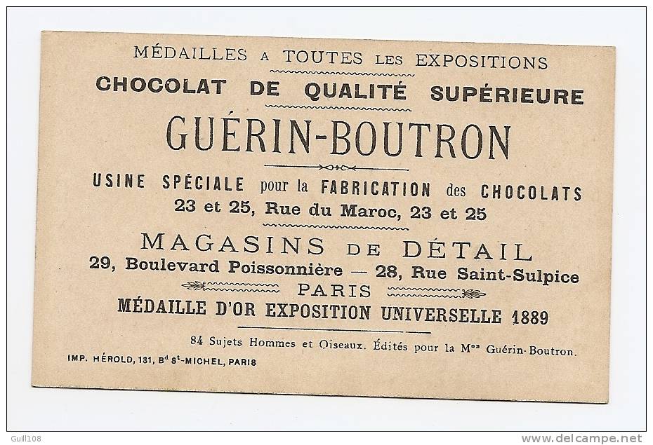 Chromo Dorée Chocolat Guérin Boutron Hérold Oiseau Enfant Bengali Cordon Bleu Cuisine Cuisinier Cuisinière A13-01 - Guerin Boutron