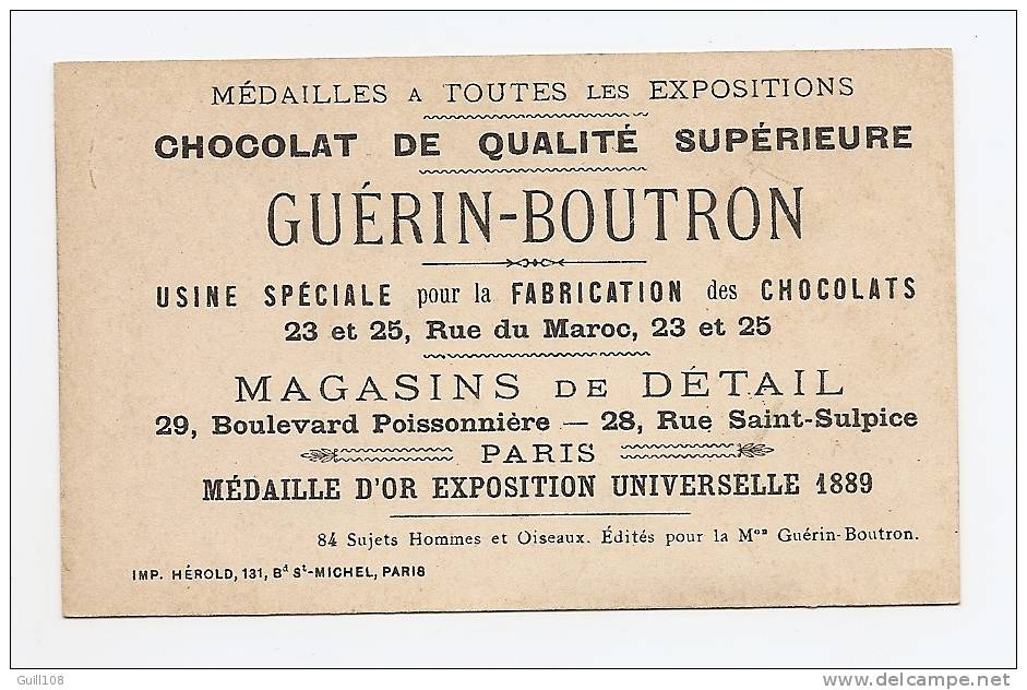 Chromo Dorée Chocolat Guérin Boutron Hérold Oiseau Enfant Houpette Clown Déguisement Maquillage A13-02 - Guerin Boutron