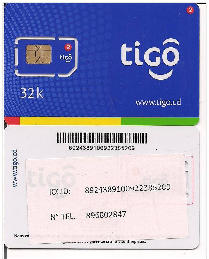 CONGO  KINSHASA  MOBILE SIM PHONECARD MINT UNUSED--TIGO - Congo