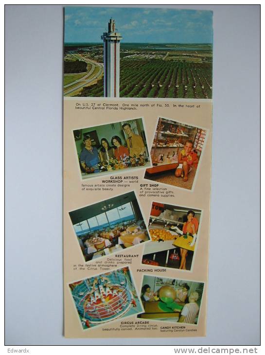 Florida Citrus Tower Clermont Florida USA 1970s Leaflet Flyer Handbill - Publicidad