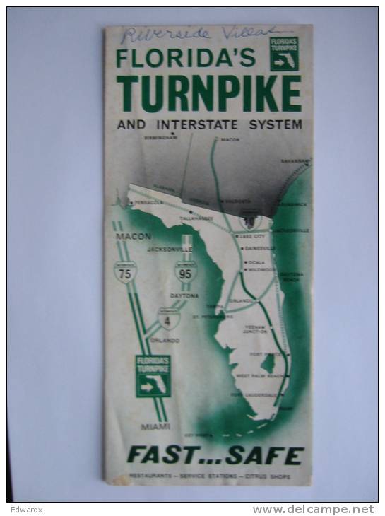 Florida's Turnpike And Interstate System USA 1967 Leaflet Flyer Handbill - Werbung