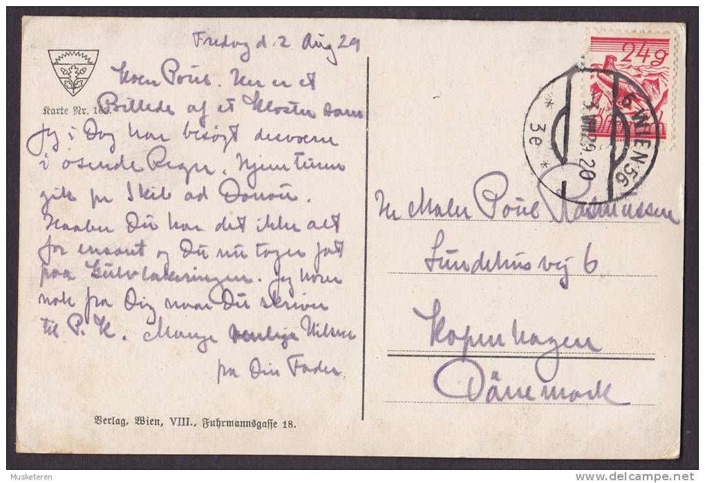 Austria PPC MELK (Deutscher Schul Verein 1880) Deluxe WIEN 1929 To KOPENHAGEN Dänemark Denmark (2 Scans) - Melk