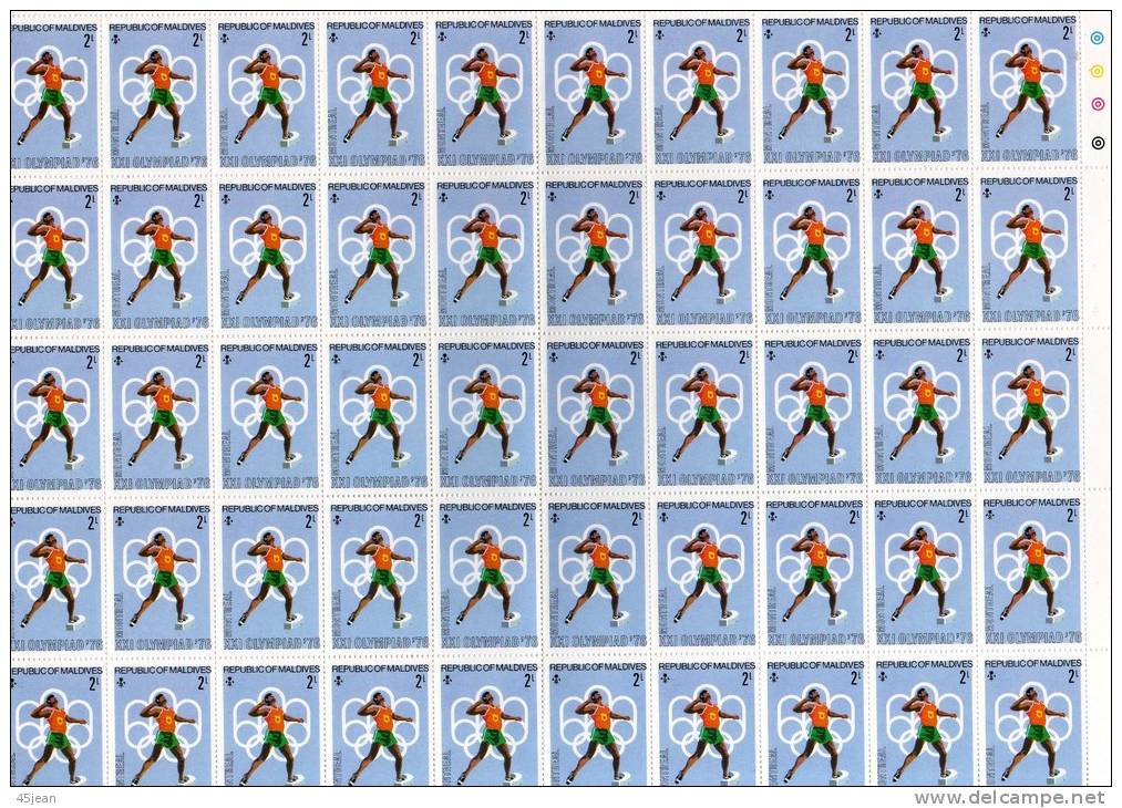 Maldives: 1976 Très Belle Feuille N** Complète Timbres "lancer Du Poids" JO De Montréal - Verano 1976: Montréal