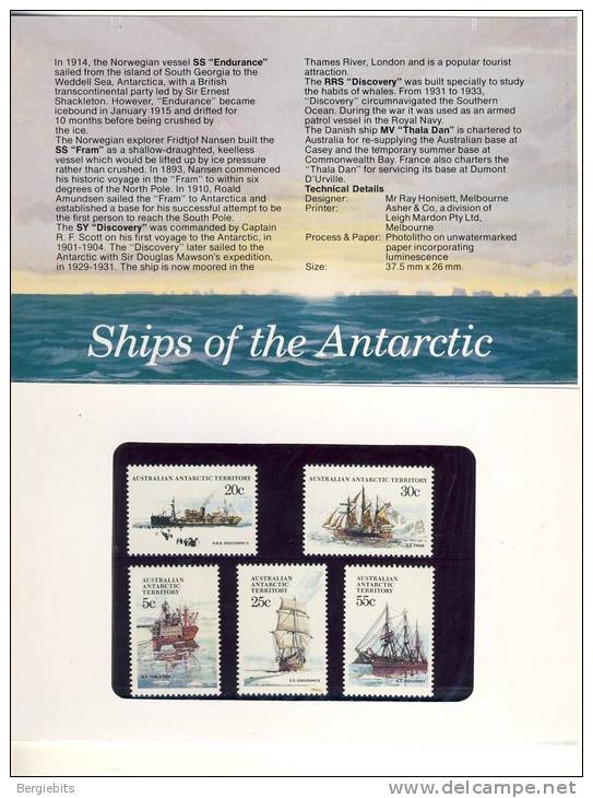 1974-81 Australian  Antarctic Territory SHIPS Complete Post Office Presentation Pack - Other & Unclassified