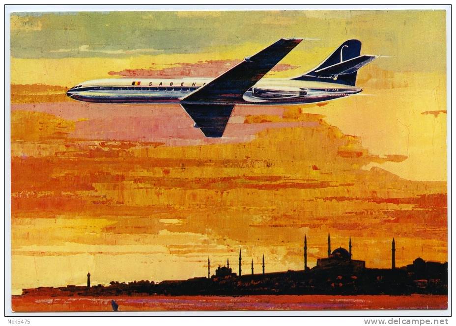 ADVERTISING : 1960s - AVIATION : SABENA - CARAVELLE : ISTANBUL / CONTANTINOPLE - ARTIST CARD (10 X 15cms Approx.) - Werbepostkarten