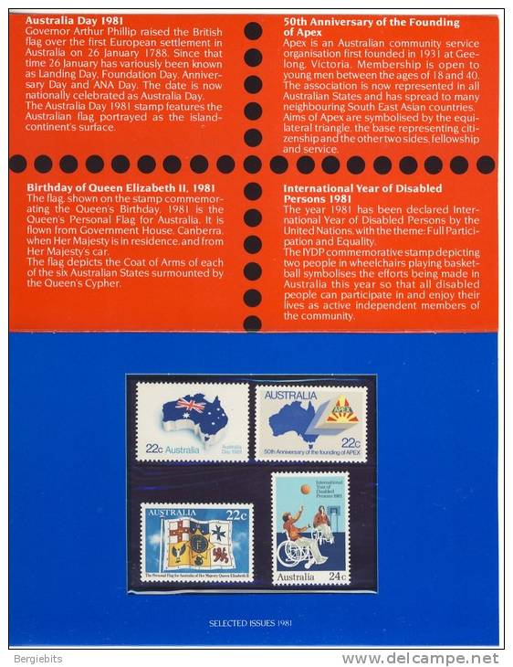 1981 Australia Selected Issues Complete Post Office Presentation Pack - Presentation Packs