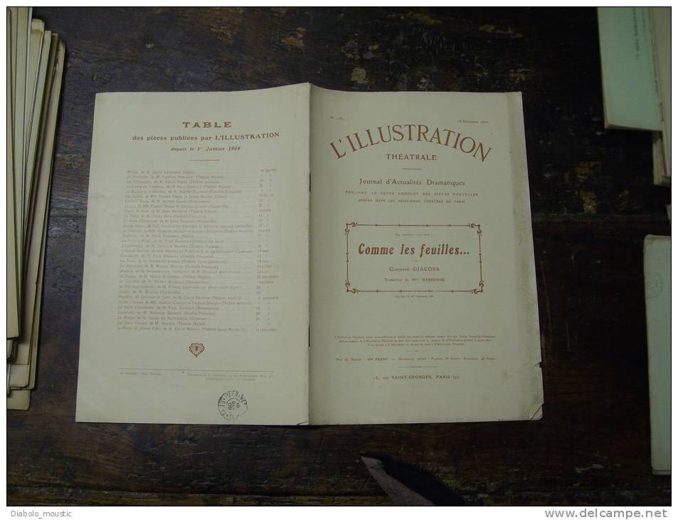 N° 133 Du  18 Décembre 1909     COMME LES FEUILLES    Par  Giuseppe Giacosa - Französische Autoren