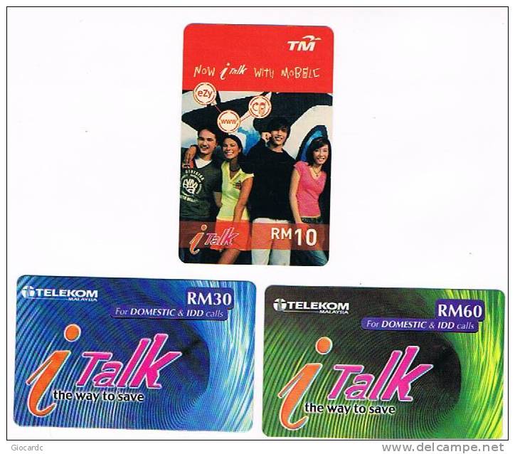 MALESIA (MALAYSIA) - TELEKOM MALAYSIA (REMOTE) - J TALK    LOT OF 3 DIFFERENT   - USED °  -  RIF. 1886 - Malaysia