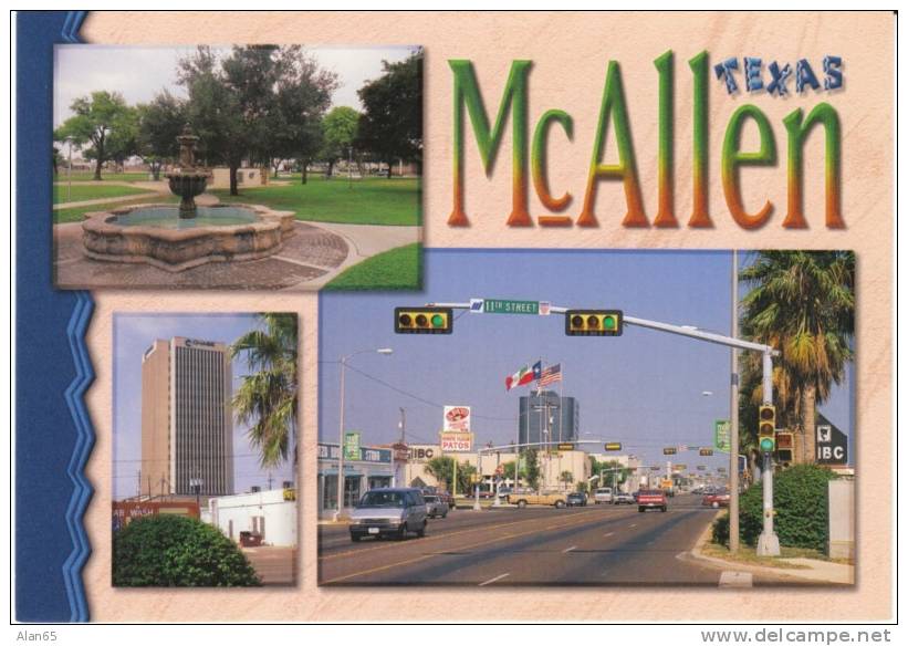 McAllen TX Texas, Street Scene, Park, Autos, On C1990s Vintage Postcard - Other & Unclassified