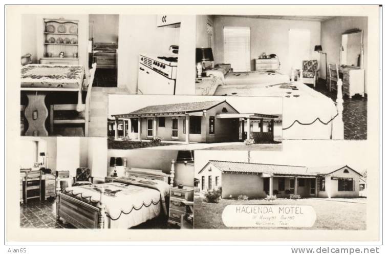 Harlingen TX Texas, Hacienda Motel Multi-view Interior Views, On C1940s Vintage Real Photo Postcard - Otros & Sin Clasificación