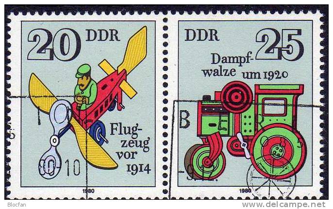 Variante Spielzeug 1980 DDR 2568 I PF W2I O 14€ Dampfwalze Mit Fleck Trafic Toys Error On The Stamp Se-tenant Of Germany - Se-Tenant