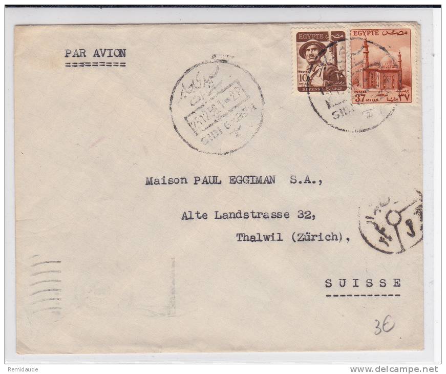 EGYPTE - 1956 - ENVELOPPE Par AVION De ALEXANDRIE Pour THALWIL (SUISSE) - Briefe U. Dokumente