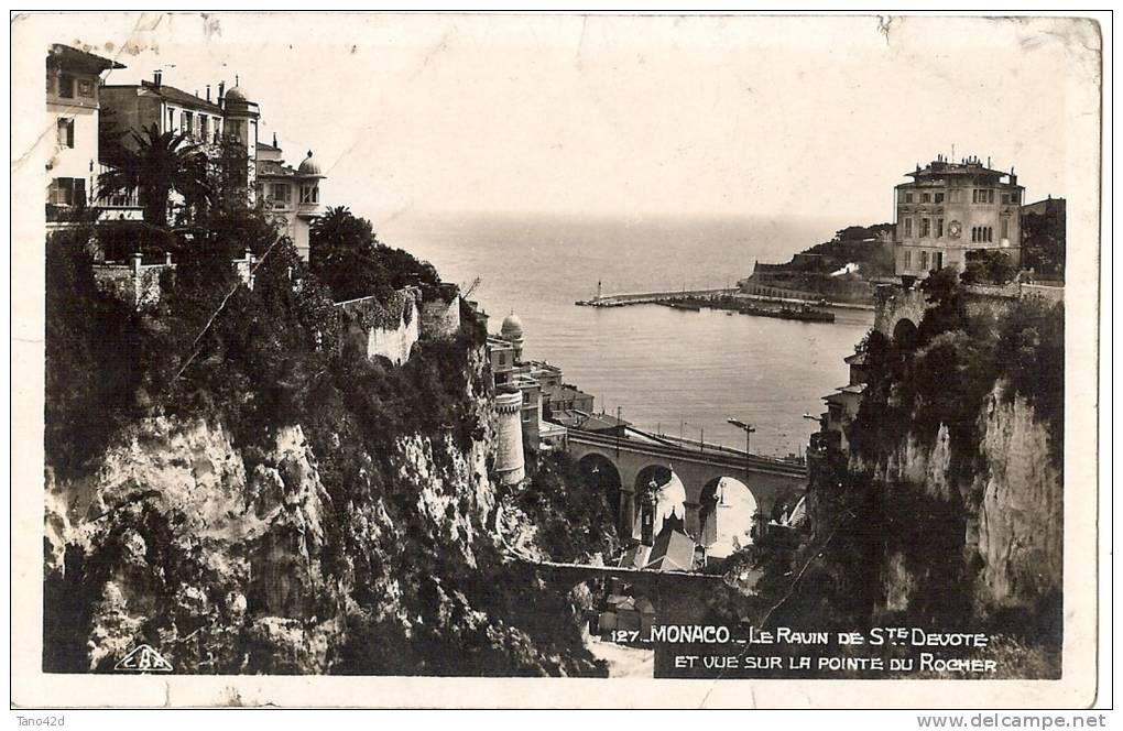 REF LBR31 - PRINCIPAUTE DE MONACO - CPA  LE RAVIN DE SAINTE DEVOTE 27/12/1937 - Storia Postale