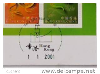 CHINE:Hong Kong:2001:Bloc REPTILES Sur FDC.Parfait. - FDC