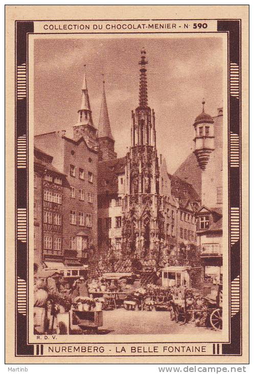 CHROMO  Image Chocolat MENIER   NUREMBERG  Belle Fontaine  N° 590 - Menier