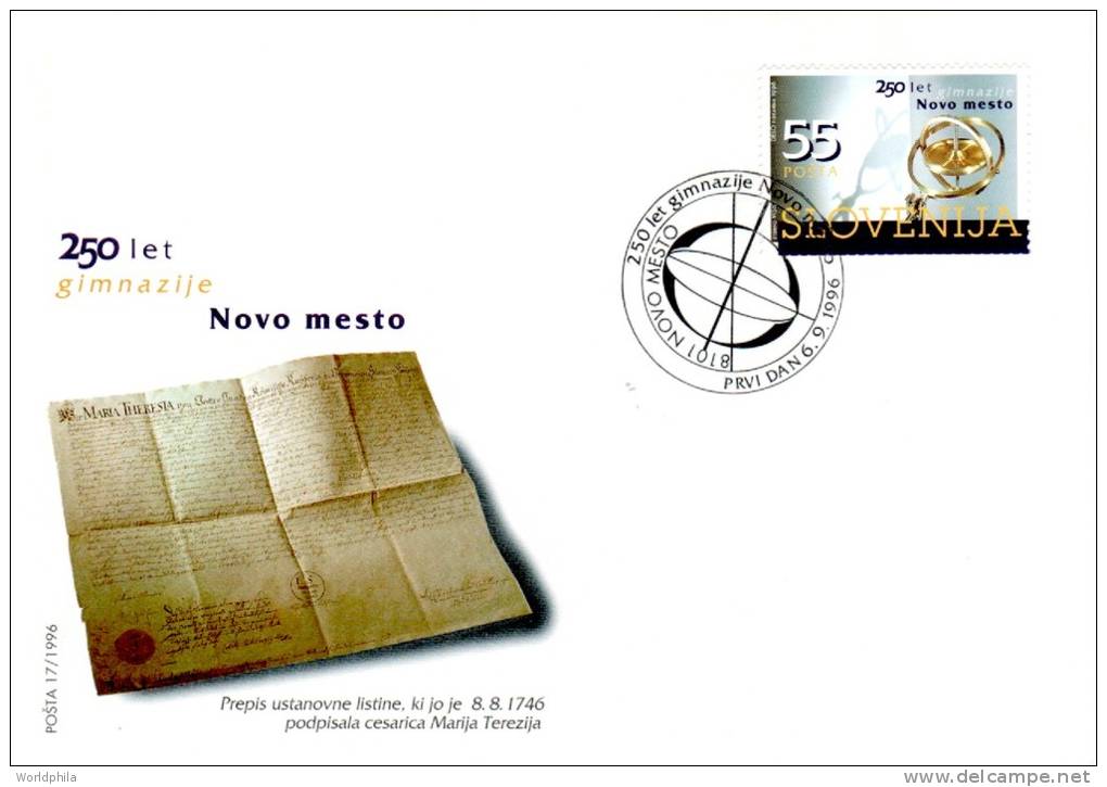 Slovenia / Slovenija "grammar School, Novo Mesto"  Cacheted FDC Scott#274 1996 - Slovenia