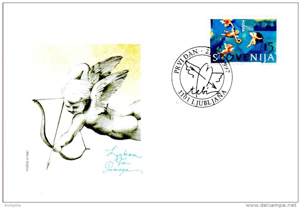 Slovenia / Slovenija "Love, Cupid Arrow" Cacheted FDC Scott#283 1997 - Slovenia