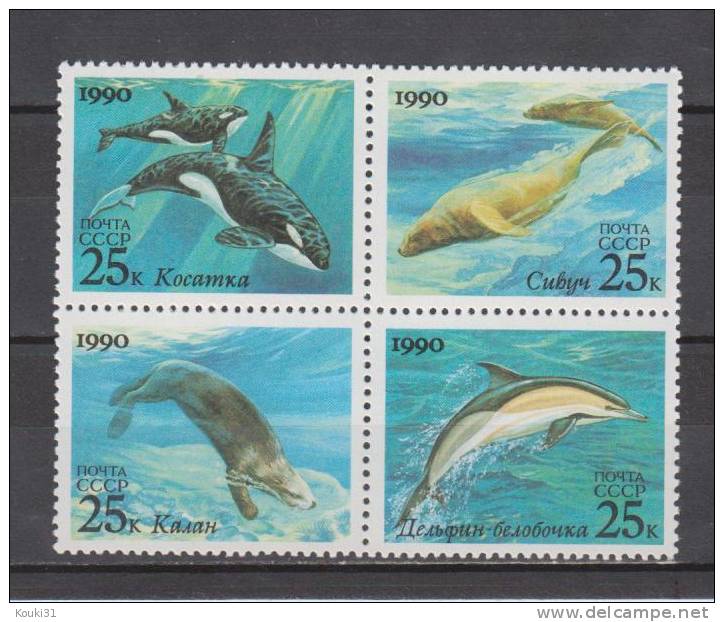 Russie YT 5791/4 ** : Orque , Lion De Mer , Loutre De Mer Et Dauphin - Dolphins