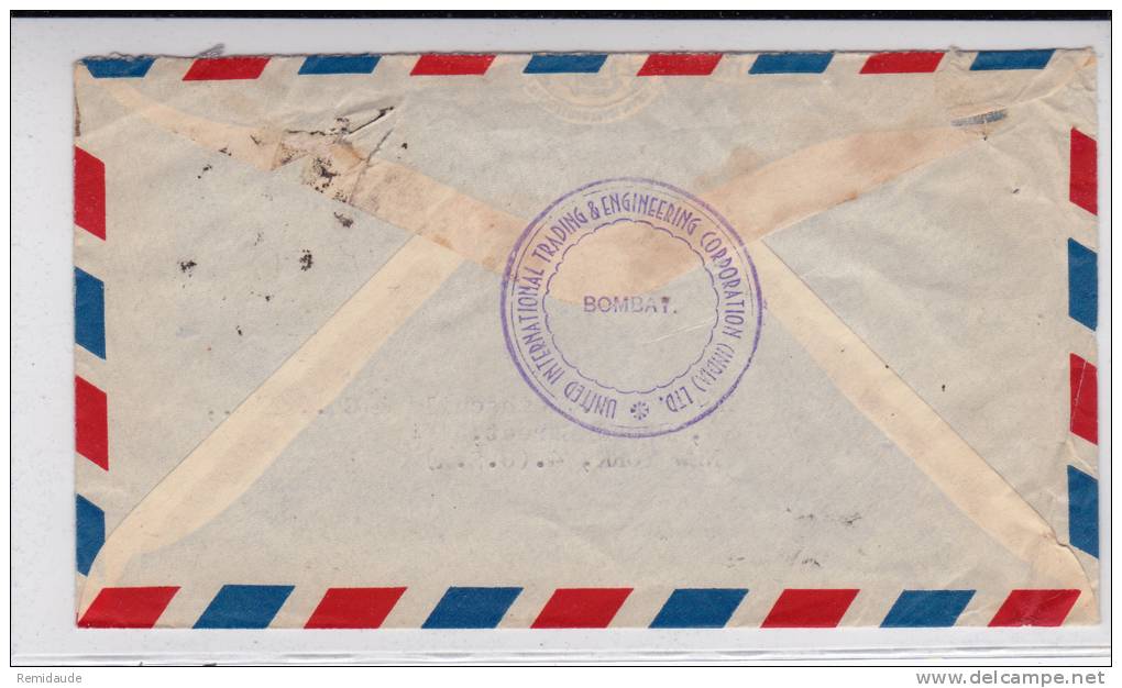 INDIA - 1947 - ENVELOPPE Par AVION De BOMBAY Pour NEW-YORK (USA) - POSTE AERIENNE - 1936-47 Roi Georges VI