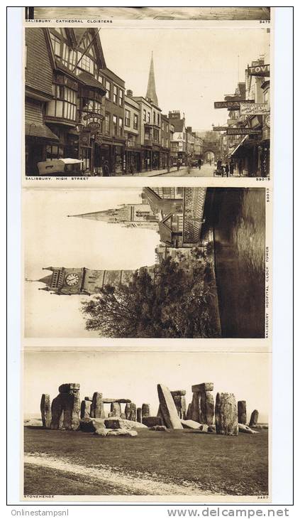 UK, Folding Postcard Set Of 6 Salisbury 1927 Sent To Rotterdam Holland (set 2) - Postmark Collection