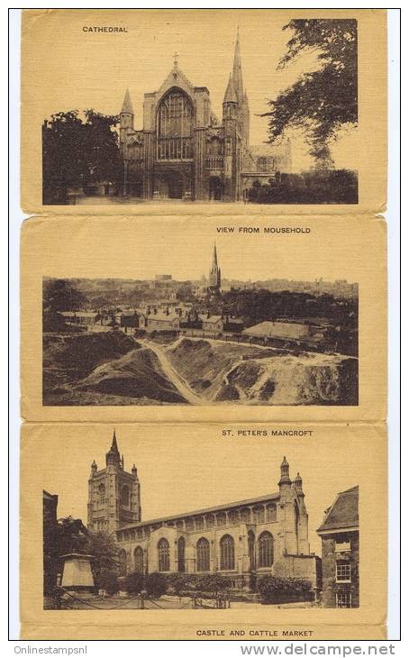 UK, Folding Postcard Set Of5 Norwich 1923 Sent To Rotterdam Holland - Marcofilia