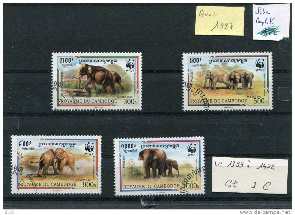 CAMBODGE 1997 Y&T 1399-1402 ( O ) - Elefanten