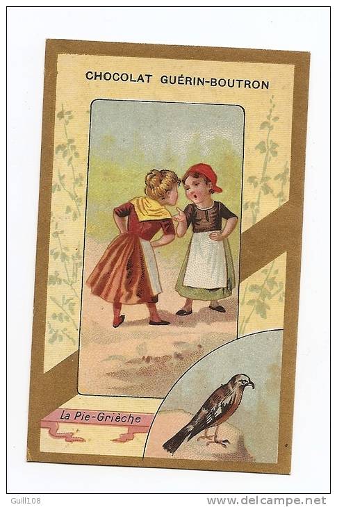 Chromo Dorée Chocolat Guérin Boutron Hérold Oiseau Enfant Pie Grièche Fille Dispute Campagne A13-06 - Guerin Boutron