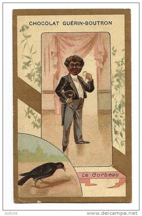 Chromo Dorée Chocolat Guérin Boutron Hérold Oiseau Homme Noir élégant Le Corbeau A13-12 - Guérin-Boutron