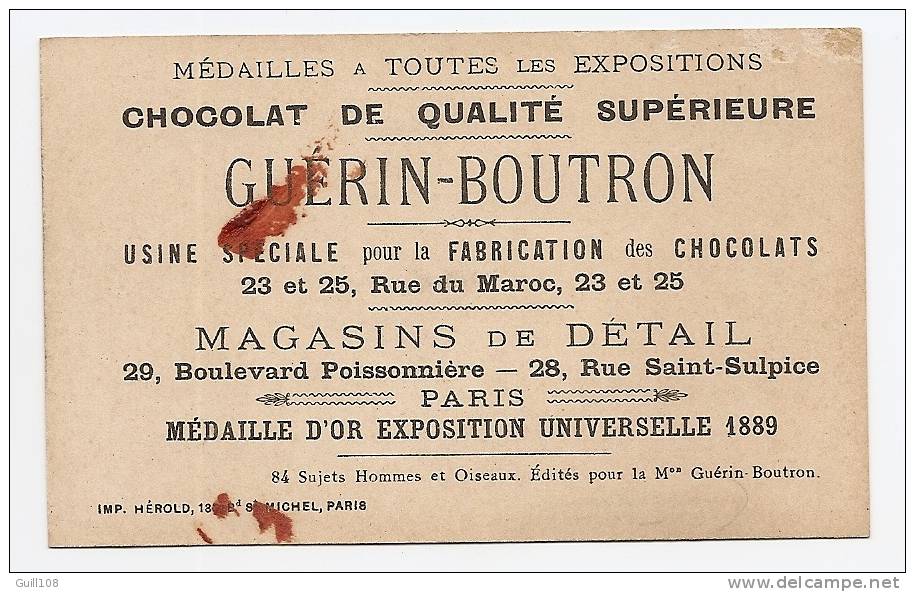 Chromo Dorée Chocolat Guérin Boutron Hérold Oiseau Enfant Le Vautour Vol Voleur Gendarme Sabre Maraude A13-13 - Guerin Boutron