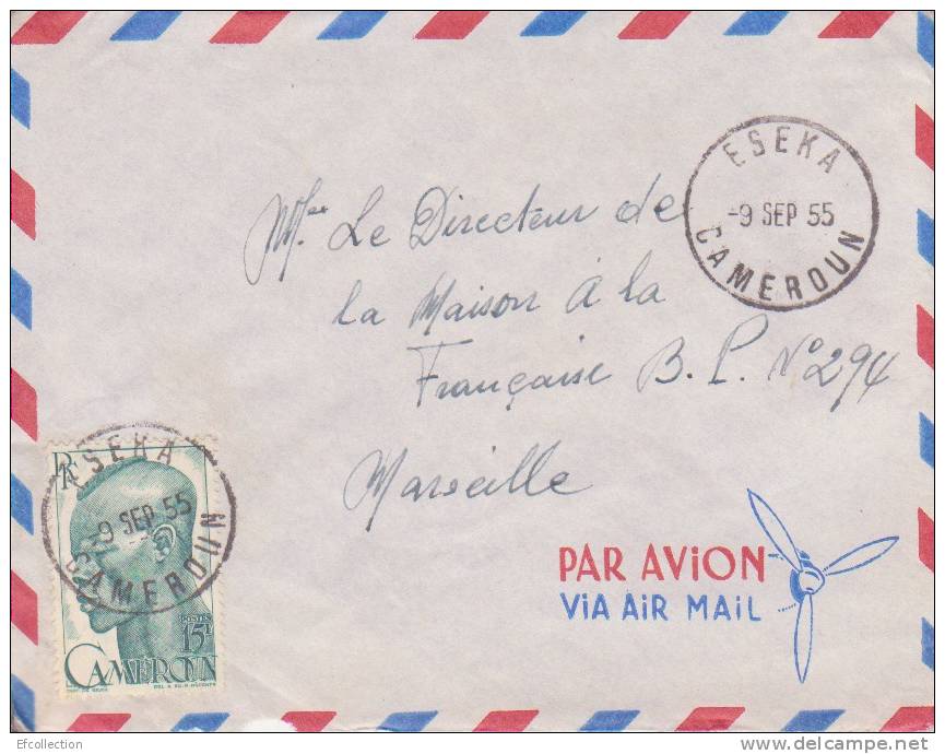 ESEKA ( Petit Bureau ) CAMEROUN - 1955 - COLONIES FRANCAISES - AFRIQUE - AVION - LETTRE - MARCOPHILIE - Lettres & Documents