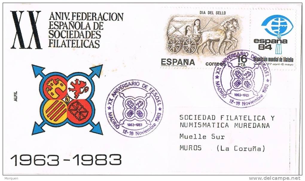 Carta Madrid 1983, Aniversario FESOFI. Carro Romano - Cartas & Documentos