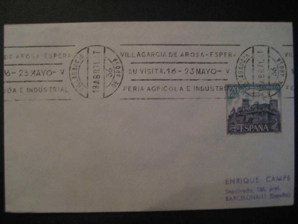 VILLAGARCIA DE AROSA Pontevedra Galicia 1971 Feria Agricola E Industrial Rodillo Matasello Especial Sobre Cover Lettre - Storia Postale