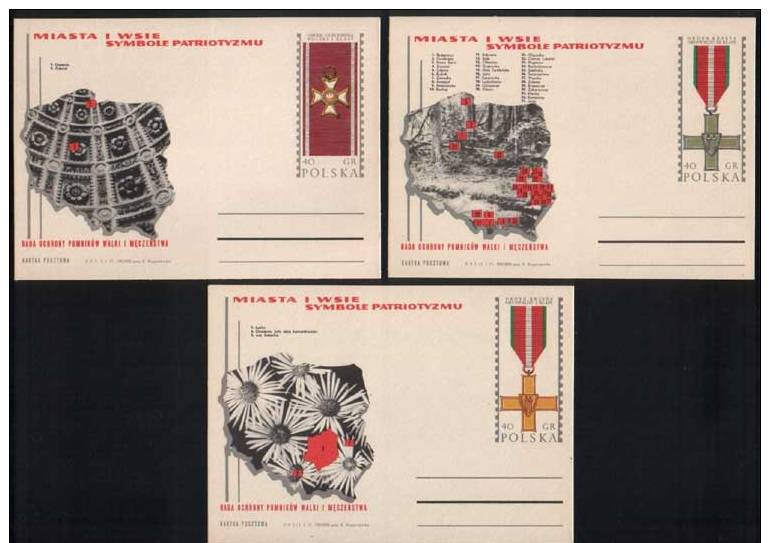 Poland Pologne, WWII Hero Cities, Military Decoration Cross Of Grunwald, 7 X Stationery 1971. - Seconda Guerra Mondiale