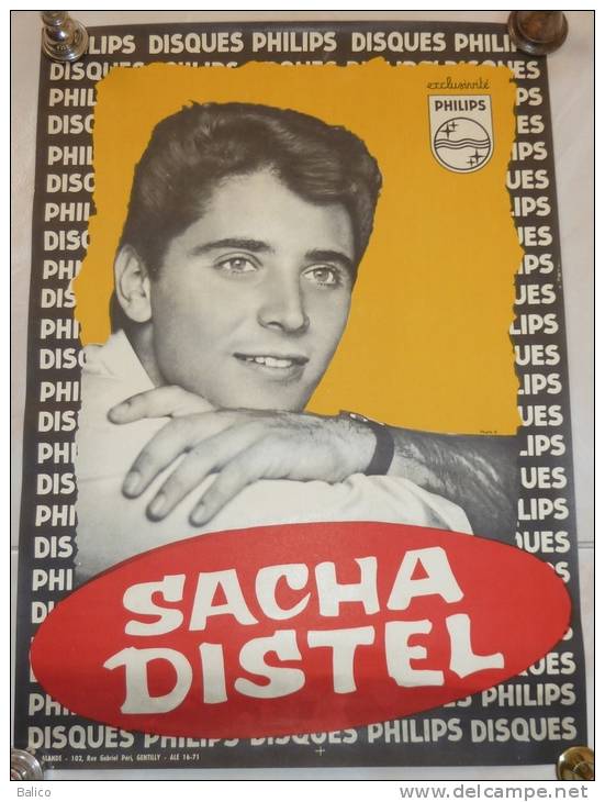 Affiche - Sacha DISTEL -  Disques Philips - 40 Cm X 28,5 Cm - Manifesti & Poster