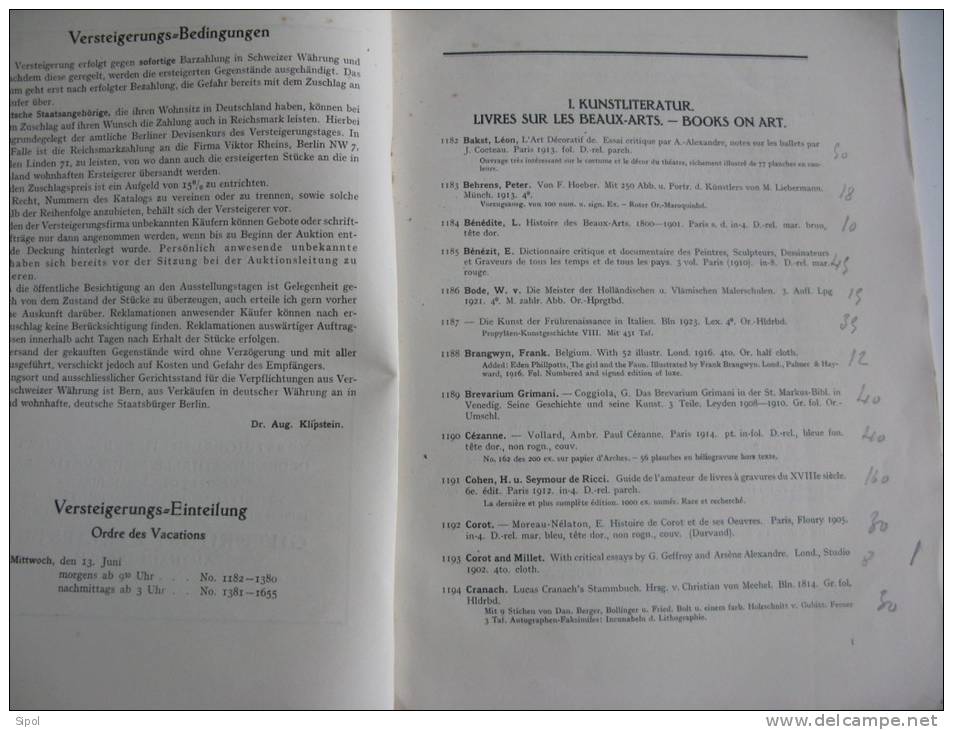 Bibliothek  Hans Steinwachs Zweiter Teil Gutekunst & Klipstein 13Juni 1934  34 Pages - Schilderijen &  Beeldhouwkunst