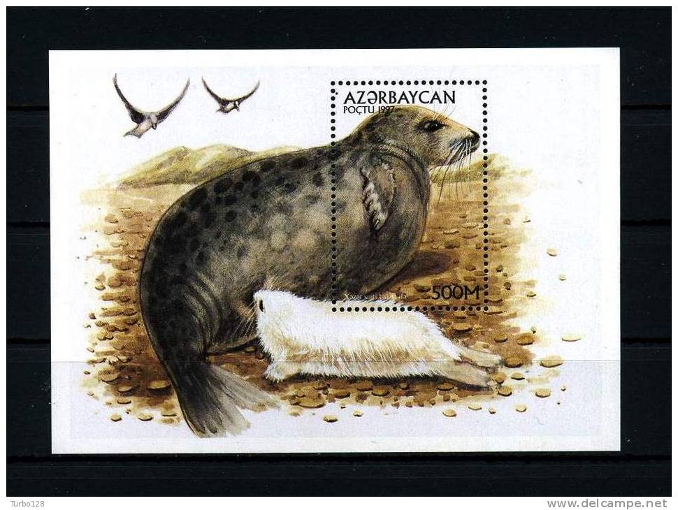 AZERBAIDJAN 1997 Bloc  N° 35A **  Neuf,  Ier Choix. Sup. Cote: 7.00 &euro;  (Faune, Animaux. Fauna, Animals. Phoque, Ois - Azerbaïdjan