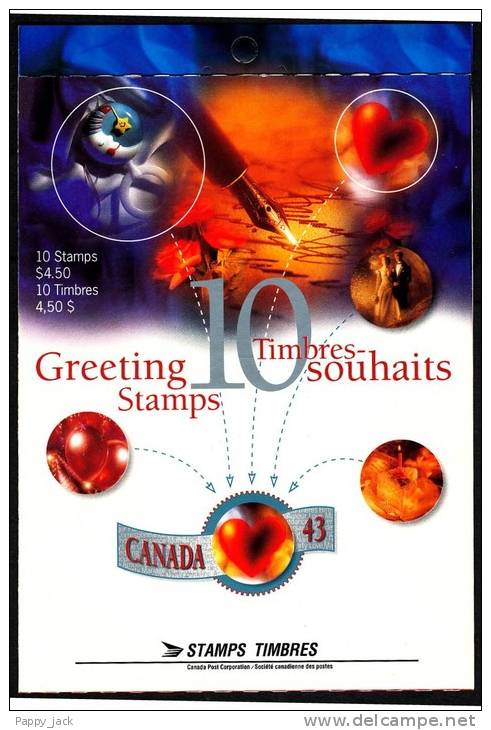 Canada1508a Greetings Booklet Odd Shaped, 5 Of 1507 & 5 Of 1508  BK 166b & Sticker Lables MNH - Full Booklets