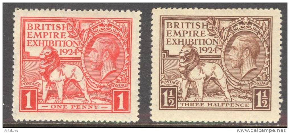 Great Britain 1924 British Empire Exhibition Set Of 2 MH* - Neufs