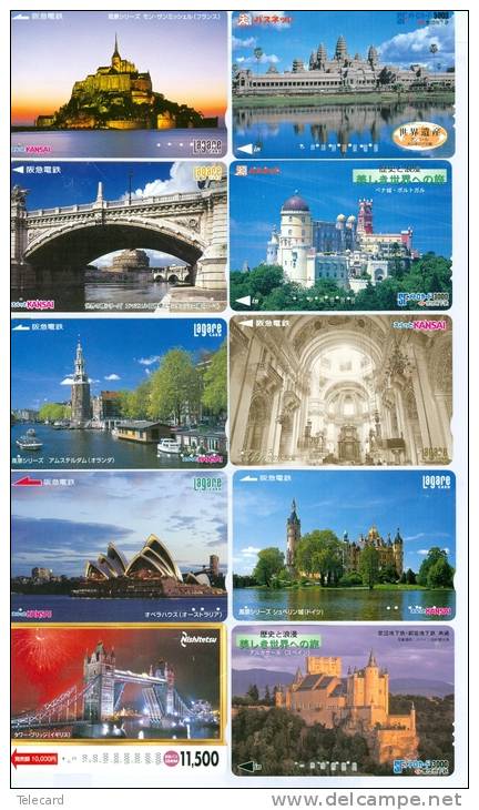 10 X Cartes Japon * Site Touristique (2) 10 X Japan Prepaid Cards TOURIST * 10 Karten TOURISTISCH - Collections