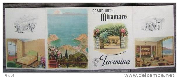 ILLUSTRATORE A. PEZZINI TAORMINA GRAND HOTEL MIRAMARE PIEGHEVOLE PUBBLICITARIO - Pubblicitari