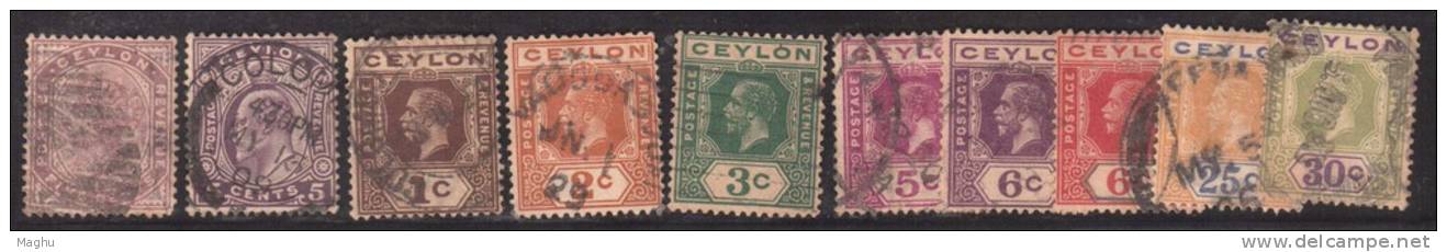 Ceylon Used Old Lot , QV, Edward, King George V, As Scan - Ceylan (...-1947)