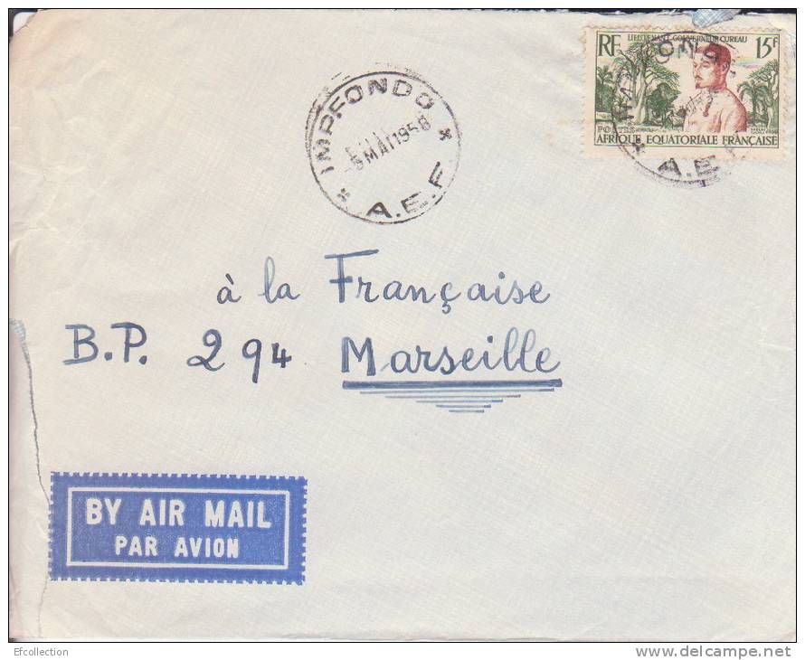 AEF,Congo,Impfondo,1956,c         Olonies,lettre,lieutenant           Gouverneur Cureau,15f N°230 - Covers & Documents