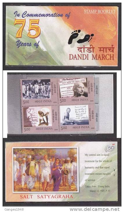 INDIA 2005  MAHATMA GANDHI  DANDI MARCH MLACK PRINT STAMP BOOKLET # 22447 - Mahatma Gandhi