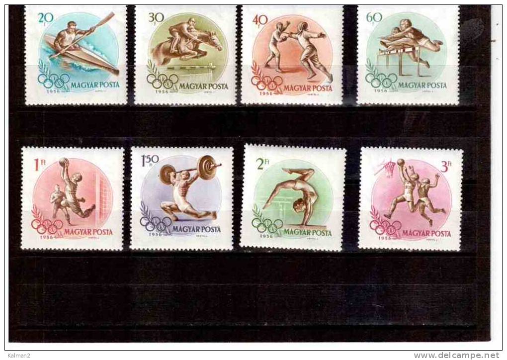 XX1084   -   OLIMPIADI MELBOURNE '56    -   UNGHERIA    -   CAT. Y&amp;T.  Nr. 1202/1209  COMPLETE MINT SET** - Sommer 1956: Melbourne