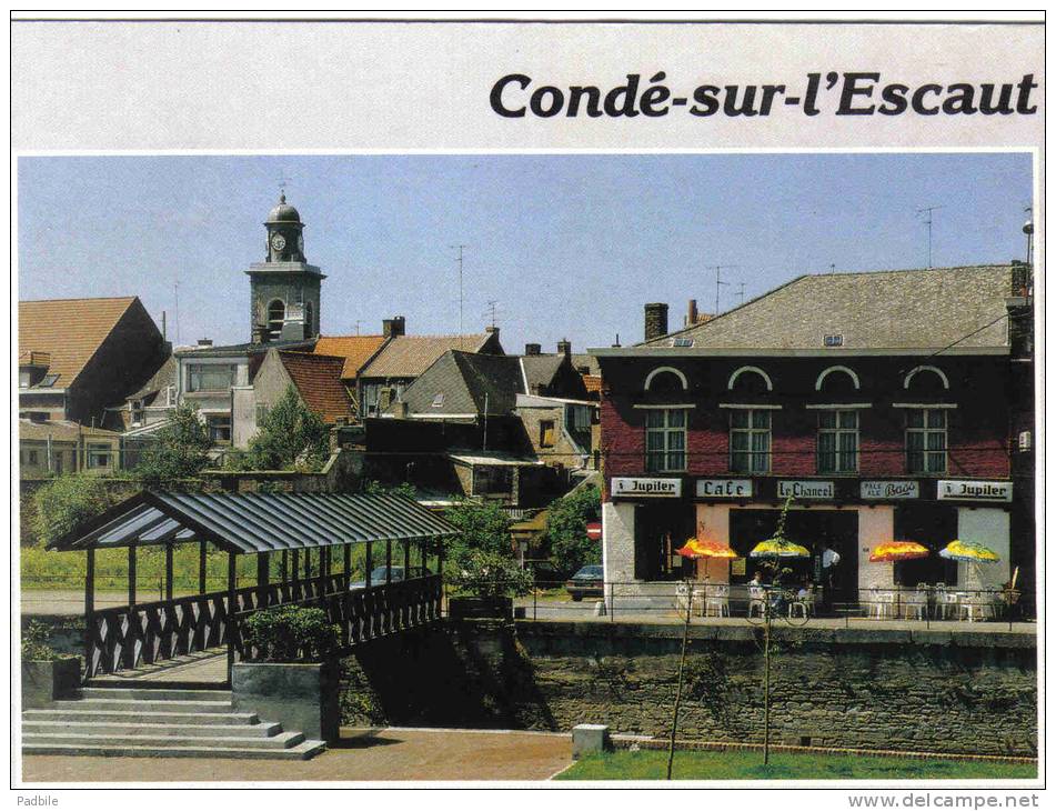 Carte Postale 59. Condé-sur-Escaut  Café "Le Chancel" Et La Passerelle Trés Beau Plan - Conde Sur Escaut